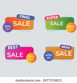 Set of Sale Element badges. Template banner shopping badges, Sale tags and labels. sale, discount, shop, special offer, sale Elements design With Gradient color concept