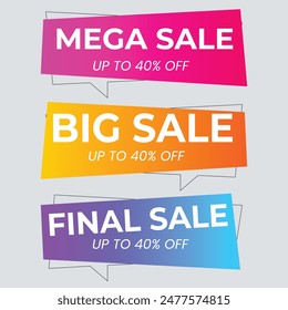 Set of Sale Element badges. Template banner shopping badges, Sale tags and labels. sale, discount, shop, special offer, sale Elements design With Gradient color concept