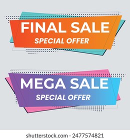 Set of Sale Element badges. Template banner shopping badges, Sale tags and labels. sale, discount, shop, special offer, sale Elements design With Gradient color concept