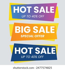 Set of Sale Element badges. Template banner shopping badges, Sale tags and labels. sale, discount, shop, special offer, sale Elements design With Gradient color concept