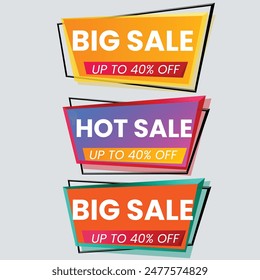 Set of Sale Element badges. Template banner shopping badges, Sale tags and labels. sale, discount, shop, special offer, sale Elements design With Gradient color concept