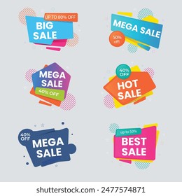 Set of Sale Element badges. Template banner shopping badges, Sale tags and labels. sale, discount, shop, special offer, sale Elements design With Gradient color concept