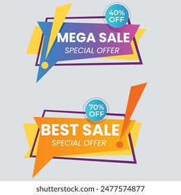 Set of Sale Element badges. Template banner shopping badges, Sale tags and labels. sale, discount, shop, special offer, sale Elements design With Gradient color concept