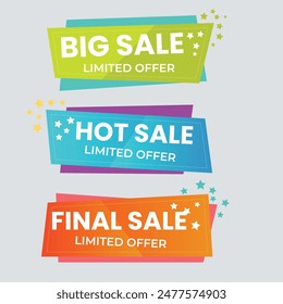 Set of Sale Element badges. Template banner shopping badges, Sale tags and labels. sale, discount, shop, special offer, sale Elements design With Gradient color concept