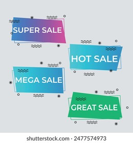 Set of Sale Element badges. Template banner shopping badges, Sale tags and labels. sale, discount, shop, special offer, sale Elements design With Gradient color concept