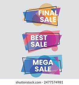 Set of Sale Element badges. Template banner shopping badges, Sale tags and labels. sale, discount, shop, special offer, sale Elements design With Gradient color concept