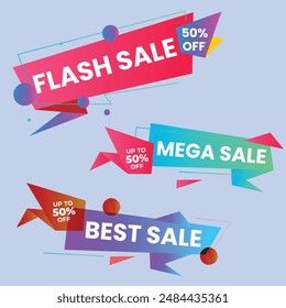 Set of Sale Element badges. Template banner shopping badges, Sale tags and labels. sale, discount, shop, special offer, sale Elements design With Gradient color concept