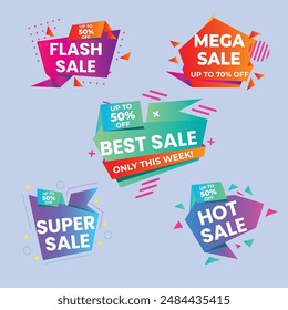Set of Sale Element badges. Template banner shopping badges, Sale tags and labels. sale, discount, shop, special offer, sale Elements design With Gradient color concept
