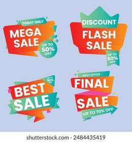 Set of Sale Element badges. Template banner shopping badges, Sale tags and labels. sale, discount, shop, special offer, sale Elements design With Gradient color concept