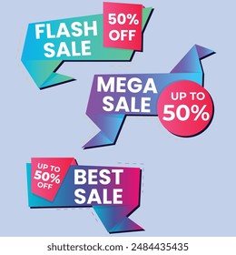 Set of Sale Element badges. Template banner shopping badges, Sale tags and labels. sale, discount, shop, special offer, sale Elements design With Gradient color concept