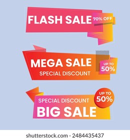 Set of Sale Element badges. Template banner shopping badges, Sale tags and labels. sale, discount, shop, special offer, sale Elements design With Gradient color concept