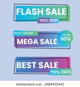 Set of Sale Element badges. Template banner shopping badges, Sale tags and labels. sale, discount, shop, special offer, sale Elements design With Gradient color concept