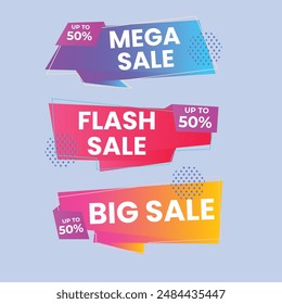 Set of Sale Element badges. Template banner shopping badges, Sale tags and labels. sale, discount, shop, special offer, sale Elements design With Gradient color concept