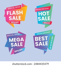 Set of Sale Element badges. Template banner shopping badges, Sale tags and labels. sale, discount, shop, special offer, sale Elements design With Gradient color concept