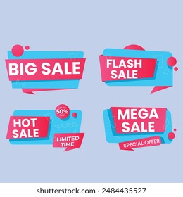 Set of Sale Element badges. Template banner shopping badges, Sale tags and labels. sale, discount, shop, special offer, sale Elements design With Gradient color concept