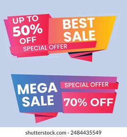 Set of Sale Element badges. Template banner shopping badges, Sale tags and labels. sale, discount, shop, special offer, sale Elements design With Gradient color concept