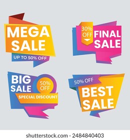 Set of Sale Element badges. Template banner shopping badges, Sale tags and labels. sale, discount, shop, special offer, sale Elements design With Gradient color concept