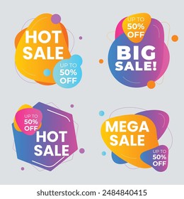 Set of Sale Element badges. Template banner shopping badges, Sale tags and labels. sale, discount, shop, special offer, sale Elements design With Gradient color concept