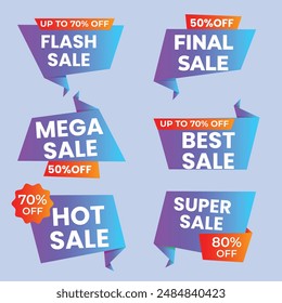 Set of Sale Element badges. Template banner shopping badges, Sale tags and labels. sale, discount, shop, special offer, sale Elements design With Gradient color concept
