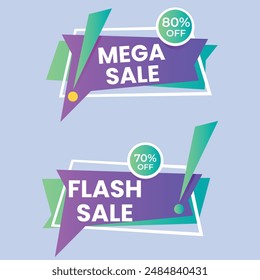 Set of Sale Element badges. Template banner shopping badges, Sale tags and labels. sale, discount, shop, special offer, sale Elements design With Gradient color concept