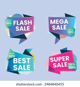 Set of Sale Element badges. Template banner shopping badges, Sale tags and labels. sale, discount, shop, special offer, sale Elements design With Gradient color concept