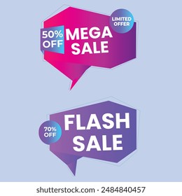 Set of Sale Element badges. Template banner shopping badges, Sale tags and labels. sale, discount, shop, special offer, sale Elements design With Gradient color concept