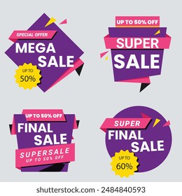 Set of Sale Element badges. Template banner shopping badges, Sale tags and labels. sale, discount, shop, special offer, sale Elements design With Gradient color concept