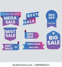 Set of Sale Element badges. Template banner shopping badges, Sale tags and labels. sale, discount, shop, special offer, sale Elements design With Gradient color concept
