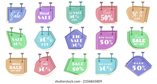 Juego de insignias de elementos de venta. Plantilla banner distintivos de compra, etiquetas de venta y etiquetas con el concepto de lujo Diseño