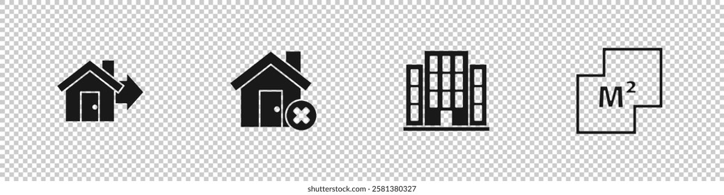 Set Sale house, House with wrong mark,  and plan icon. Vector