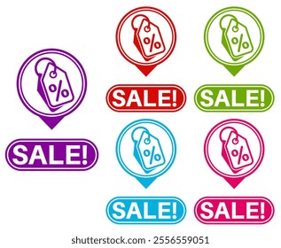 set sale icon sign. advertising Special offer price label sign sticker social media label template design vector illustration