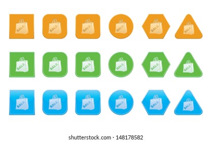 set of sale icons of different shape