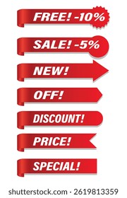 Set of sale icons, labels, stickers. Vector art. Set of the Ribbons and Badges