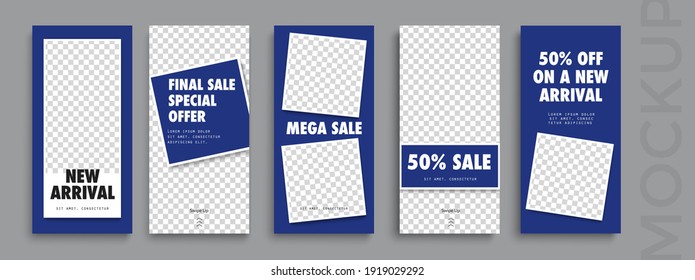 Set Sale Instagram Stories template. Easy to adapt to brochure, annual report, magazine, poster, card, corporate presentation, portfolio, flyer, banner, website, app
