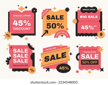 Set of sale label promotion. Sticker tag sale special offer. Banner discount social media.