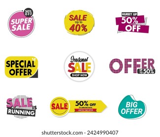 set of sale label vector sticker badges for Social media promotion and Offer banners