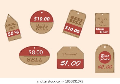 Ein Set von Verkaufsetiketten