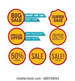 Set of sale labels and banners. Special offer. Vector Illustration.