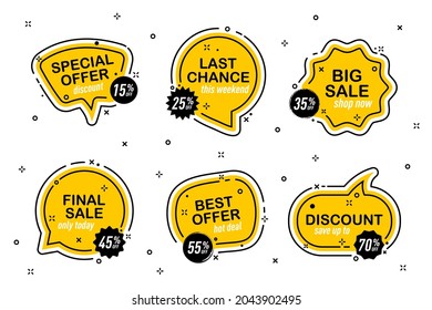 Set of sale labels with discount percentage tag