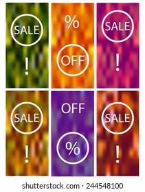 set of sale labels on bokeh background