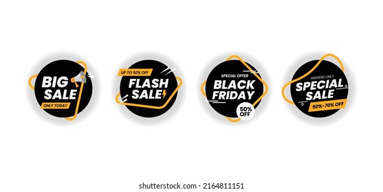 Set of sale labels, promo, vector illustration