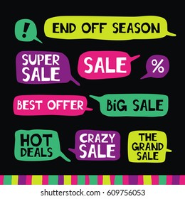 Set of sale labels and stickers.