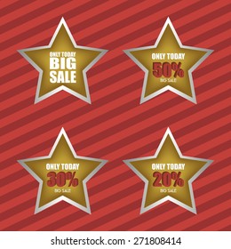Set of sale labels with text on a striped background. Vector illustration