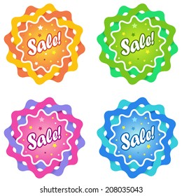 Set of Sale Labels. Vector rounded signs with braided lines.