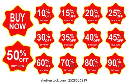 Set of sale labels,Realistic red sale labels,discount price tags mockups.promotional sales tag vector template set