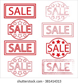 Set of sale labels.Red. Vector illustration.