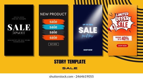 Set of  Sale, Limited Offer Social Media stories Templates. Design Backgrounds for Social Media Stories. 