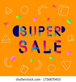 A set of sale multicolor memphis patterns banner. Geometric color teamplate With place for your message. Business shopping presentation, cover template