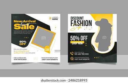 Set of Sale Offer Design Banner Template pack. Social Media Post Fashion Square Flyer Template. Discount Poster Design Bundle Web Banner.