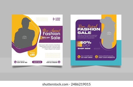 Set of Sale Offer Design Banner Template pack. Social Media Post Fashion Square Flyer Template. Discount Poster Design Bundle Web Banner.